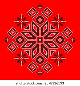 Vector illustration of Ukrainian folk ornament. Ethnic ornament. Traditional Ukrainian folk art knitted