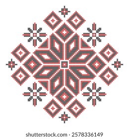 Vector illustration of Ukrainian folk ornament. Ethnic ornament. Traditional Ukrainian folk art knitted