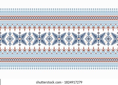 Vector illustration of Ukrainian folk seamless pattern ornament. Ethnic ornament. Border element. Traditional Ukrainian, Belarusian folk art knitted embroidery pattern - Vyshyvanka