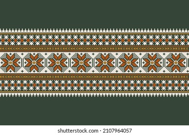 Vector illustration of Ukrainian folk seamless pattern ornament. Ethnic ornament. Border element. Traditional Ukrainian, Belarusian folk art knitted embroidery pattern - Vyshyvanka