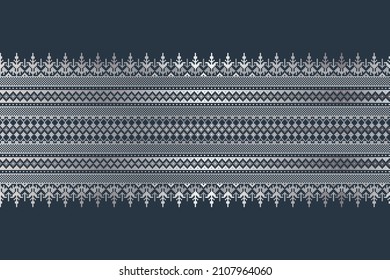 Vector illustration of Ukrainian folk seamless pattern ornament. Ethnic ornament. Border element. Traditional Ukrainian, Belarusian folk art knitted embroidery pattern - Vyshyvanka