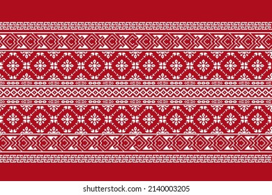 Vector illustration of Ukrainian folk seamless pattern ornament. Ethnic ornament. Border element. Traditional Ukrainian, Belarusian folk art knitted embroidery pattern - Vyshyvanka