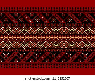 Vector illustration of Ukrainian folk seamless pattern ornament. Ethnic ornament. Border element. Traditional Ukrainian, Belarusian folk art knitted embroidery pattern - Vyshyvanka