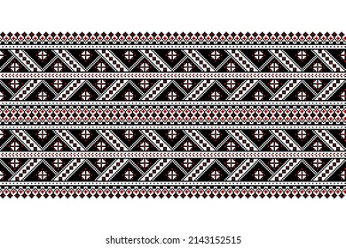 Ilustración vectorial del adorno de patrón ininterrumpido de Ucrania. Ornamento étnico. Elemento Border. Arte folclórico tradicional ucraniano y bielorruso patrón de bordado de punto - Vyshyvanka