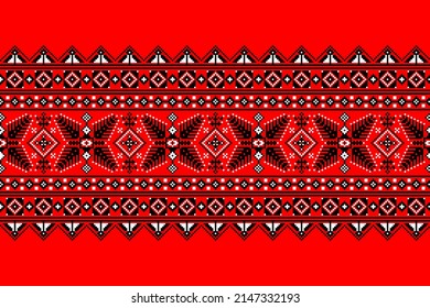 Vector illustration of Ukrainian folk seamless pattern ornament. Ethnic ornament. Border element. Traditional Ukrainian, Belarusian folk art knitted embroidery pattern - Vyshyvanka