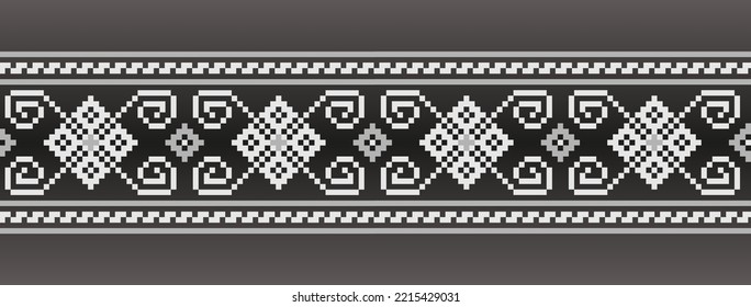 Vector illustration of Ukrainian folk seamless pattern ornament. Ethnic ornament. Border element. Traditional Ukrainian folk art knitted embroidery pattern - Vyshyvanka.