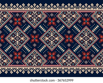 Vector illustration of Ukrainian folk seamless pattern ornament. Ethnic ornament. Border element.