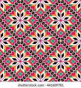 Vector illustration of ukrainian folk seamless pattern. Ethnic colorful ornament.