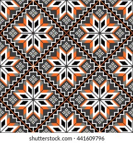 Vector illustration of ukrainian folk seamless pattern. Ethnic colorful ornament.