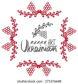 Vector illustration in Ukrainian folk style. Floral round pattern in ukrainian oriental ethnic style. Petrykivka art (Petryakovka painting).
