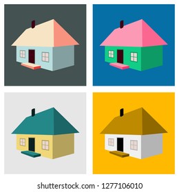 vector illustration of Ukrainian hut image. The symbol of the Ukraine village. Eco-friendly housing, wattle and daub