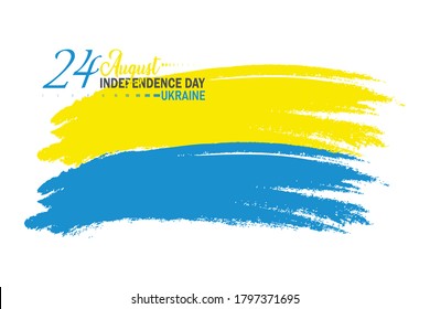 Ilustración vectorial del Día de la Independencia de Ucrania. 24 de agosto. Bandera de ondeo de pincel