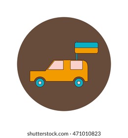Vector illustration of Ukrainian Independence Day in flat style car holding flag of ukraine