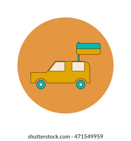 Vector illustration of Ukrainian Independence Day in flat style car holding flag of ukraine