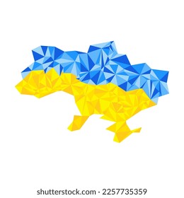 Vector illustration of Ukrainian map in geometric polygonal style. Can be used for quilt sewing, patchwork, web design, social net posting, posters, cards, banners.