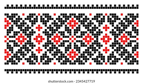 Vector illustration of Ukrainian ornament in ethnic style, identity, vyshyvanka, embroidery for print clothes, websites, banners