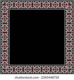 Vector illustration of Ukrainian ornament in ethnic style, identity, vyshyvanka, embroidery for print clothes, websites, banners. Background. Frame for text