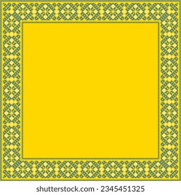 Vector illustration of Ukrainian ornament in ethnic style, identity, vyshyvanka, embroidery for print clothes, websites, banners. Background. Frame for text