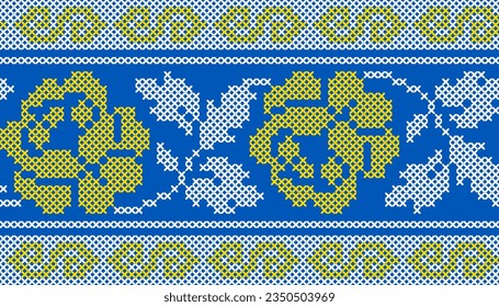 Vector illustration of Ukrainian ornament in ethnic style, identity, vyshyvanka, embroidery for print clothes, websites, banners