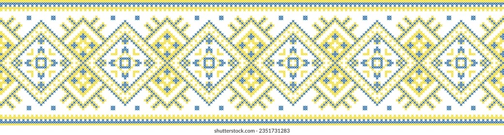 Vector illustration of Ukrainian ornament in ethnic geometric style, identity, vyshyvanka, embroidery for print clothes, websites, banners.