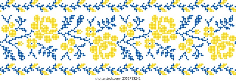 Vector illustration of Ukrainian ornament in ethnic floral style, identity, vyshyvanka, embroidery for print clothes, websites, banners. Background.