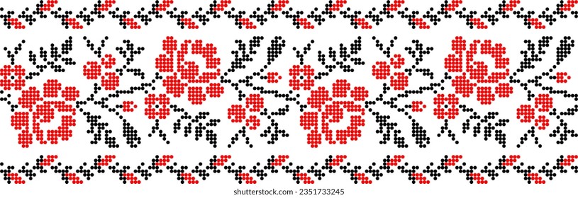 Vector illustration of Ukrainian ornament in ethnic floral style, identity, vyshyvanka, embroidery for print clothes, websites, banners. Background.