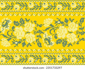 Vector illustration of Ukrainian ornament in ethnic floral style, identity, vyshyvanka, embroidery for print clothes, websites, banners. Background.