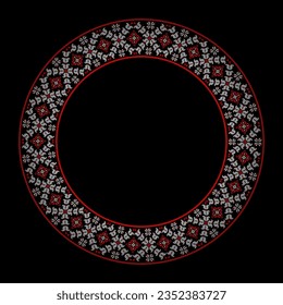 Vector illustration of Ukrainian ornament in ethnic floral style, identity, vyshyvanka, embroidery for print clothes, websites, banners. Background. Geometric design