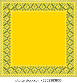 Vector illustration of Ukrainian ornament in ethnic floral style, identity, vyshyvanka, embroidery for print clothes, websites, banners. Background. Geometric design