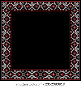 Vector illustration of Ukrainian ornament in ethnic floral style, identity, vyshyvanka, embroidery for print clothes, websites, banners. Background. Geometric design