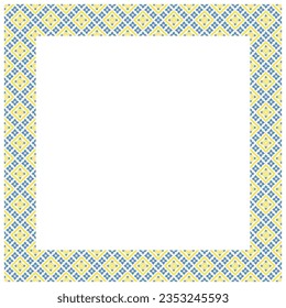 Vector illustration of Ukrainian ornament in ethnic floral style, identity, vyshyvanka, embroidery for print clothes, websites, banners. Background. Geometric design, border, copy space, frame