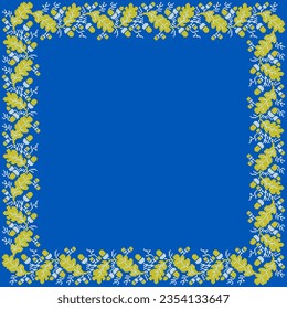 Illustration vectorielle de l'ornement ukrainien à la floraison ethnique avec feuilles et glands de chêne, identité, vyshyvanka, broderie pour les vêtements imprimés, sites web, bannières. arrière-plan. Design floral, bordure