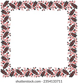 Illustration vectorielle de l'ornement ukrainien à la floraison ethnique avec feuilles et glands de chêne, identité, vyshyvanka, broderie pour les vêtements imprimés, sites web, bannières. arrière-plan. Design floral, bordure
