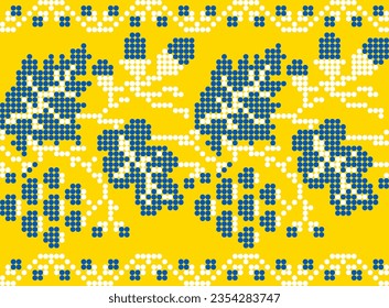 Vector illustration of Ukrainian ornament in ethnic floral style with oak and grape leaves and acorns, bunches of grapes, identity, vyshyvanka, embroidery for websites, banners. Background