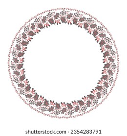 Illustration vectorielle de l'ornement ukrainien dans le style floral ethnique avec feuilles de chêne et de raisin et glands, grappes de raisin, identité, vyshyvanka, broderie pour les sites web, bannières. Background