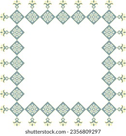 Vector illustration of Ukrainian ornament in ethnic style, identity, vyshyvanka, embroidery for print clothes, websites, banners. Background. Geometric design, border, copy space, frame