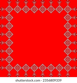Vector illustration of Ukrainian ornament in ethnic style, identity, vyshyvanka, embroidery for print clothes, websites, banners. Background. Geometric design, border, copy space, frame
