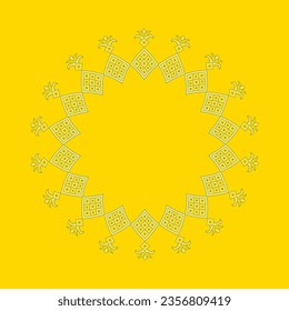 Vector illustration of Ukrainian ornament in ethnic style, identity, vyshyvanka, embroidery for print clothes, websites, banners. Background. Geometric design, border, copy space, frame