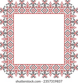 Vector illustration of Ukrainian ornament in ethnic style, identity, vyshyvanka, embroidery for print clothes, websites, banners. Background. Geometric design, border, copy space, frame