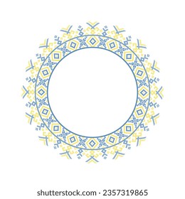 Vector illustration of Ukrainian ornament in ethnic style, identity, vyshyvanka, embroidery for print clothes, websites, banners. Background. Geometric design, border, copy space, frame