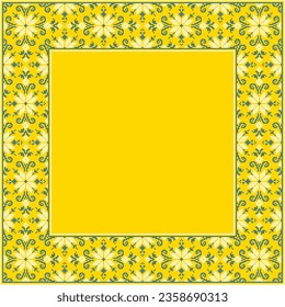 Vector illustration of Ukrainian ornament in ethnic style, identity, vyshyvanka, embroidery for print clothes, websites, banners. Background. Geometric design, border, copy space, frame