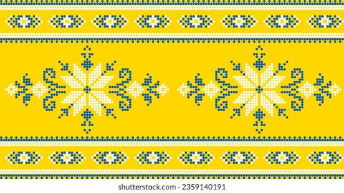 Vector illustration of Ukrainian ornament in ethnic style, identity, vyshyvanka, embroidery for print clothes, websites, banners. Background. Geometric design, border, copy space, frame
