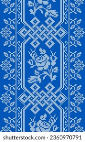 Vector illustration of Ukrainian ornament in ethnic style, identity, vyshyvanka, embroidery for print clothes, websites, banners. Background. Geometric design, border, copy space, frame