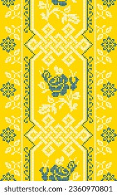 Vector illustration of Ukrainian ornament in ethnic style, identity, vyshyvanka, embroidery for print clothes, websites, banners. Background. Geometric design, border, copy space, frame