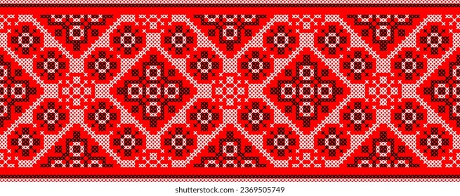 Vektorgrafik ukrainischer Ornamente im ethnischen Stil, Identität, vyshyvanka, Stickerei für Druckkleidung, Websites, Banner. Hintergrund. Geometrisches Design, Rahmen, Kopienraum, Rahmen