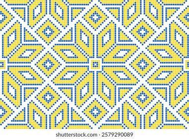 Vector illustration of Ukrainian ornament in ethnic style, identity, vyshyvanka, embroidery for print clothes, websites, banners. Background. Geometric design, border, copy space, frame