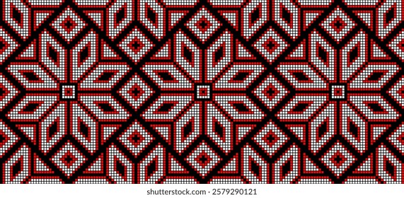 Vector illustration of Ukrainian ornament in ethnic style, identity, vyshyvanka, embroidery for print clothes, websites, banners. Background. Geometric design, border, copy space, frame