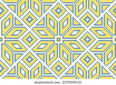 Vector illustration of Ukrainian ornament in ethnic style, identity, vyshyvanka, embroidery for print clothes, websites, banners. Background. Geometric design, border, copy space, frame