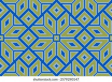 Vector illustration of Ukrainian ornament in ethnic style, identity, vyshyvanka, embroidery for print clothes, websites, banners. Background. Geometric design, border, copy space, frame
