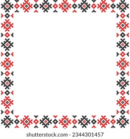 Vector illustration of Ukrainian ornament in stylized style, identity, vyshyvanka, embroidery for print clothes, websites, banners. Background. Frame for text